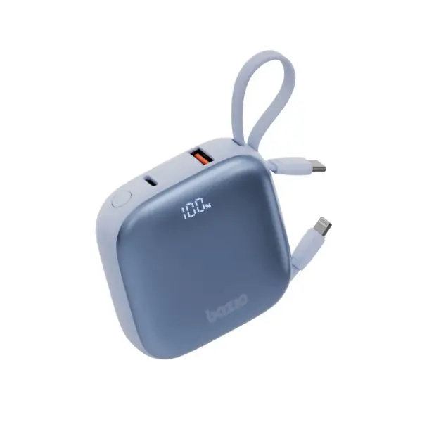 BAZIC FUSION 4-IN-1 PD20W 1000MAH POWER BANK WITH BUILT-IN USB-C AND LIGHTNING CABLE | BLUE